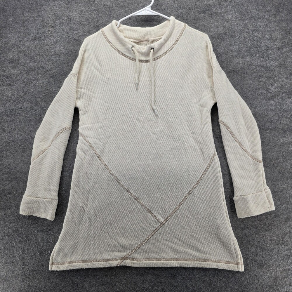 Soft Surroundings Sweater Womens Small Beige Thermal Waffle Cowl Neck Tunic